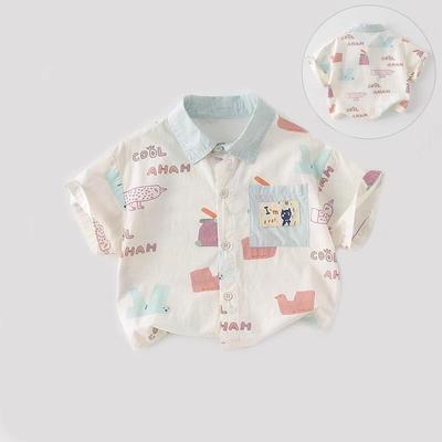 TTIT儿童短袖衬衫2025夏新款男童衬衣宝宝薄款Polo上衣