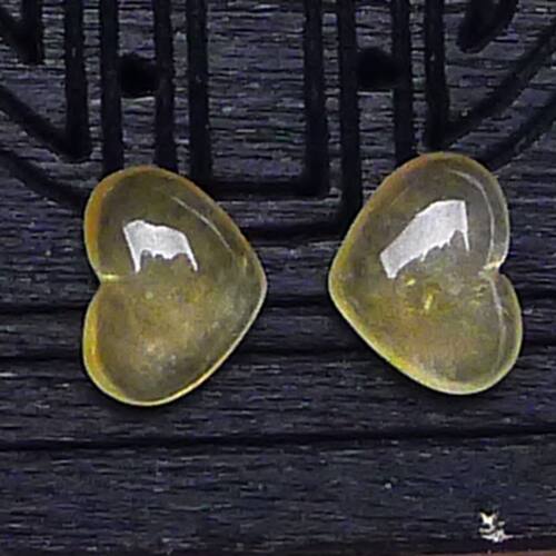 翡翠心形戒面蛋面缅甸正品天然A货老坑黄翡桃心镶嵌件一对0.23g