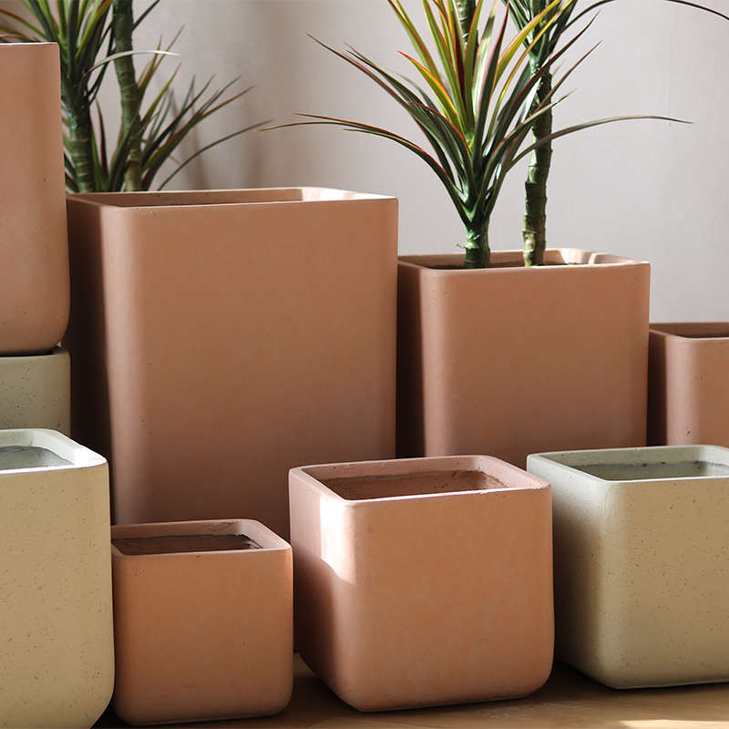 器方形花色多水泥款大号摆放植北欧高仿风格花盆现代落地绿简约