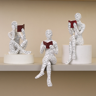 图书馆书店阅读者人物摆件抽象看书女人书柜书架装饰品树脂工艺品