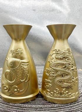 黄铜酒瓶创意迷你手把件酒壶摆件酒杯花瓶家居办公装饰工艺品
