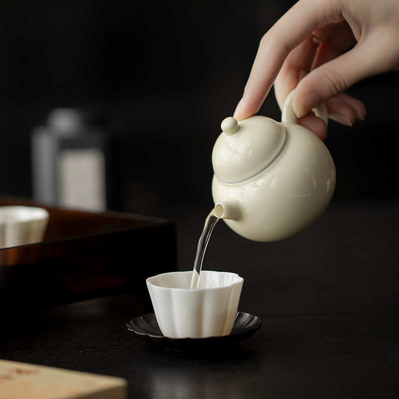 宜室茶话嫩黄手工陶瓷茶壶迷你小壶功夫茶具泡茶壶带过滤泡茶器