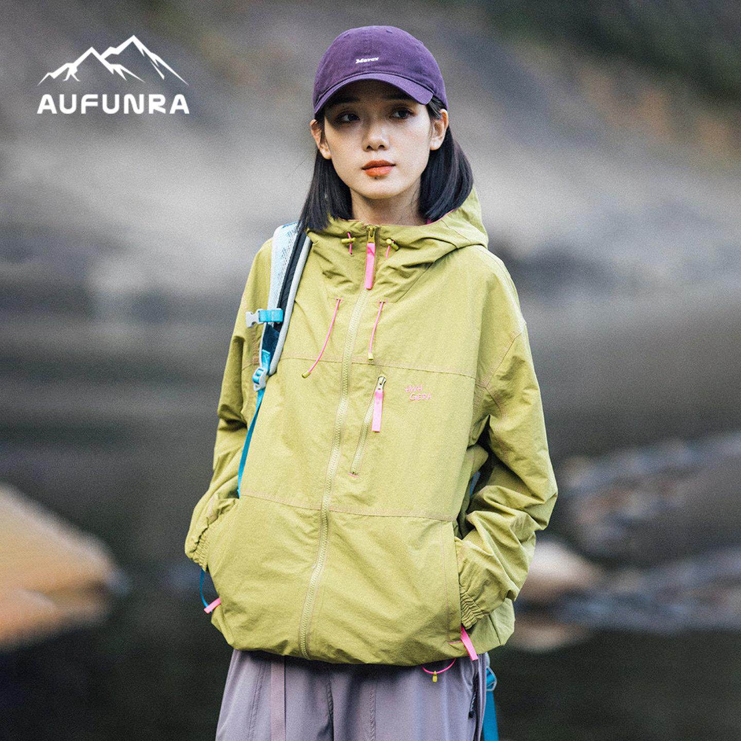 AUFUNRA新款2026山系男女休闲夹克户外防风机能连帽冲锋外套上衣