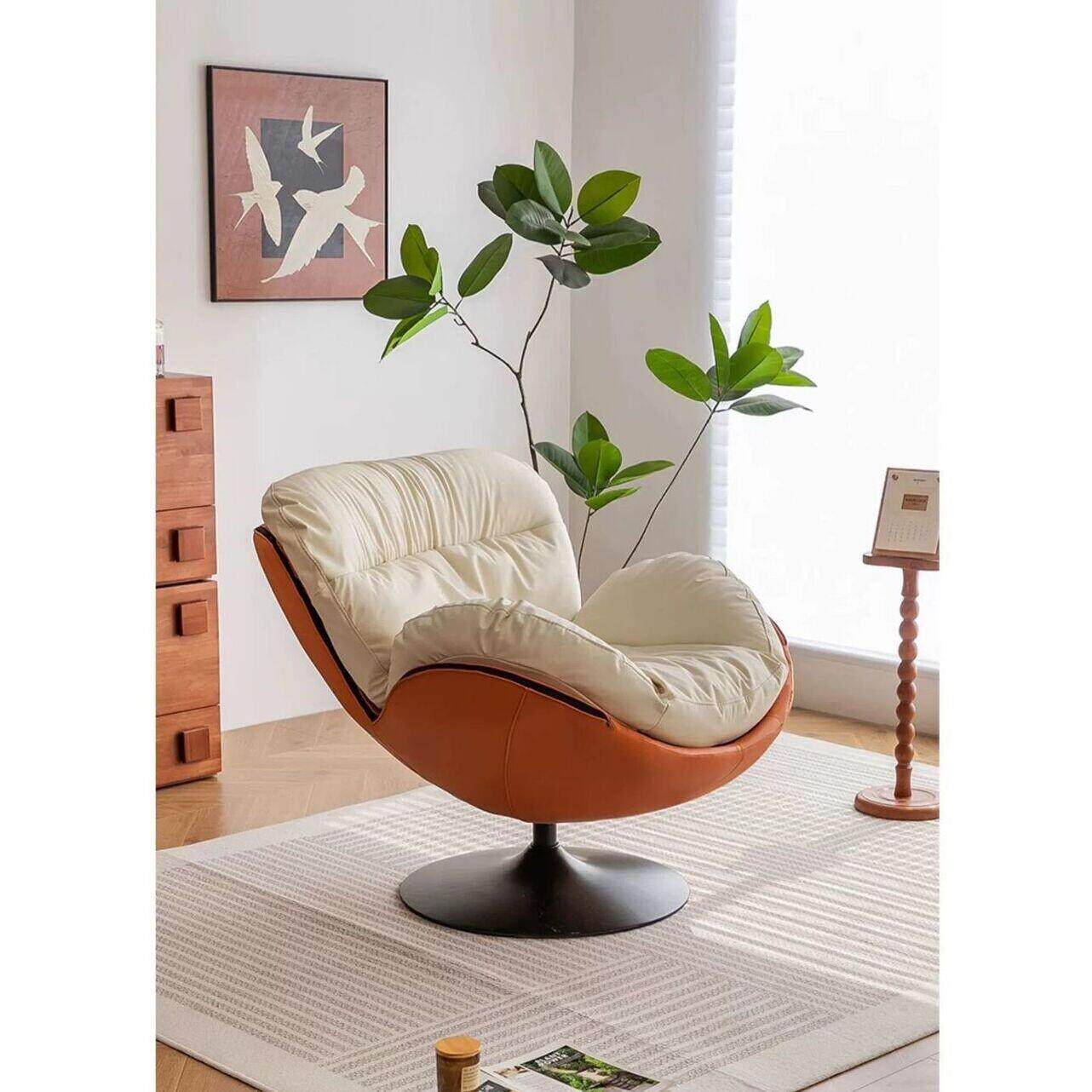 北欧风蛋壳旋转沙发椅现代简约阳台客厅摇椅单人休闲 懒人沙发