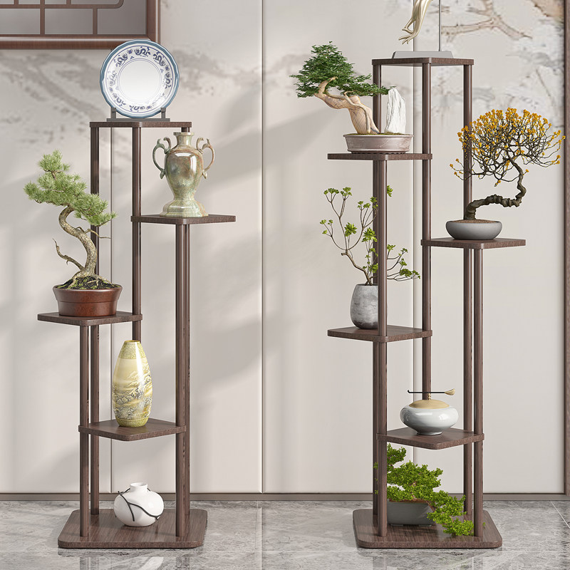 实木靠墙电视柜旁花盆花架置物架阳台客厅落地式家用多肉托架支架