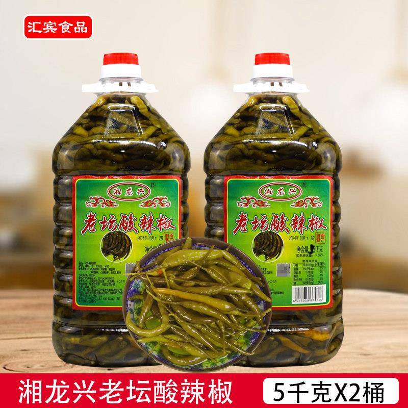 湘龙兴老坛酸辣椒5KG大桶餐饮商用青酱椒整条酸辣炒湘菜湖南特产