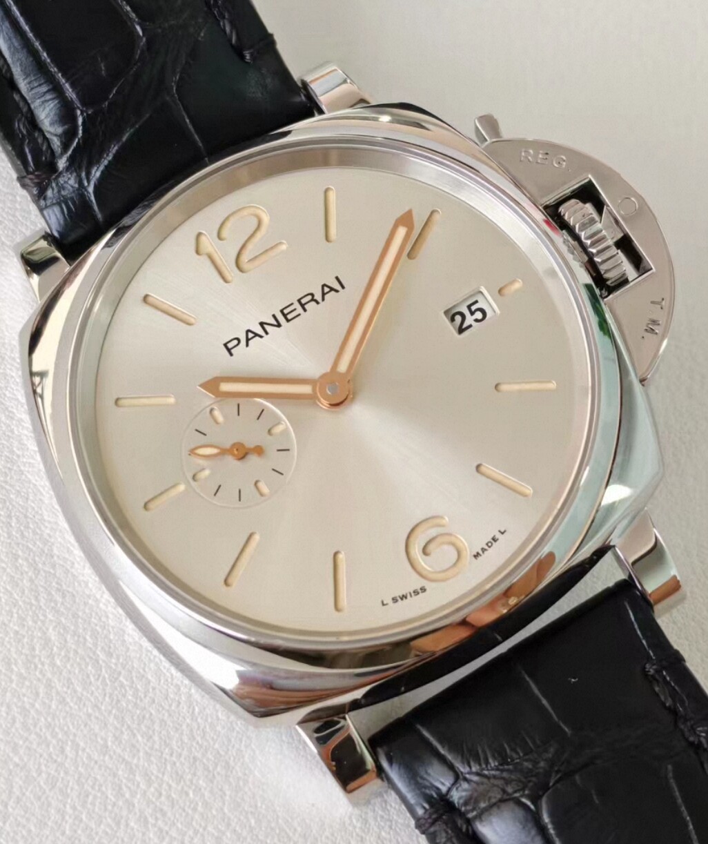 全套99新42mm沛纳海象牙白杜尔系列PAM01249夜光防水自动机械男表