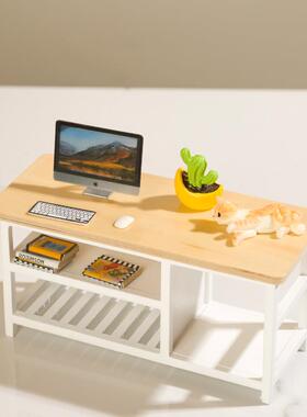 1:12娃娃屋摆件dollhouse家具配件微缩场景OB11用餐桌书桌电脑桌