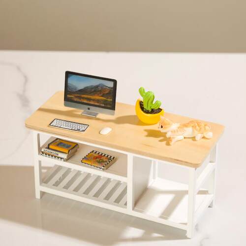 1:12娃娃屋摆件dollhouse家具配件微缩场景OB11用餐桌书桌电脑桌