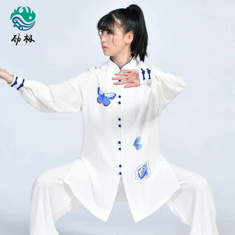 练训练女春季珍珠服功服款棉服表演武术太极套装女透气长袖运动