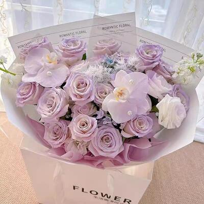 全国紫色花束蝴蝶兰玫瑰混搭鲜花快递同城配送生日礼物北京上海店