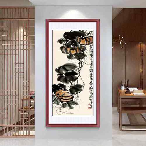 五GH-029福临玄门新中式入户饰关装画寓意好五个葫芦画走过廊道竖