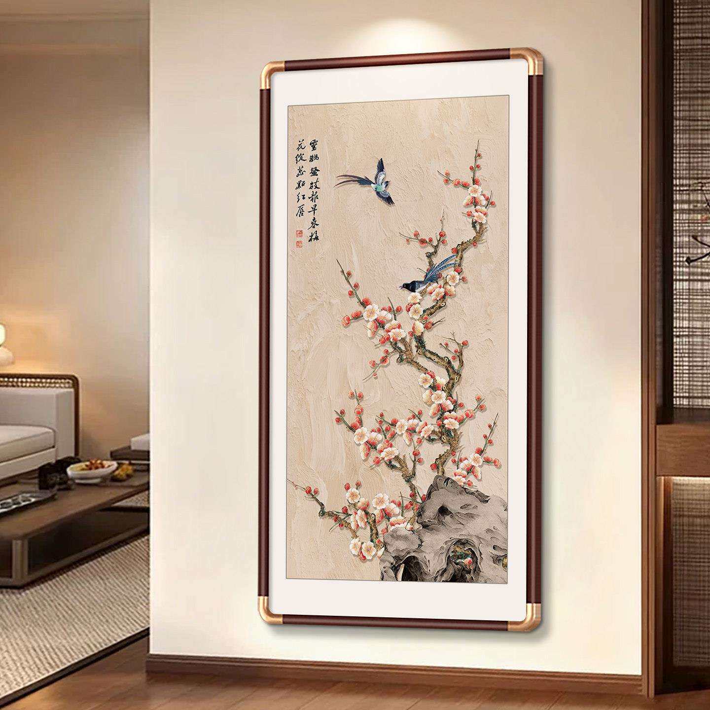 喜上眉梢玄饰XB2911关装画新中式入户正对门走过廊道画寓意壁好客