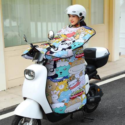 冬季加厚加绒电动车挡风被保暖防水护肩档风被电瓶车防风罩挡风衣