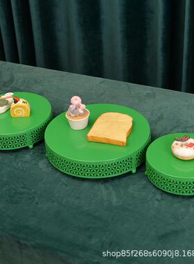 欧式绿色镂创空蛋糕架组合婚道具甜品店点庆心甜点台可VFR意叠放