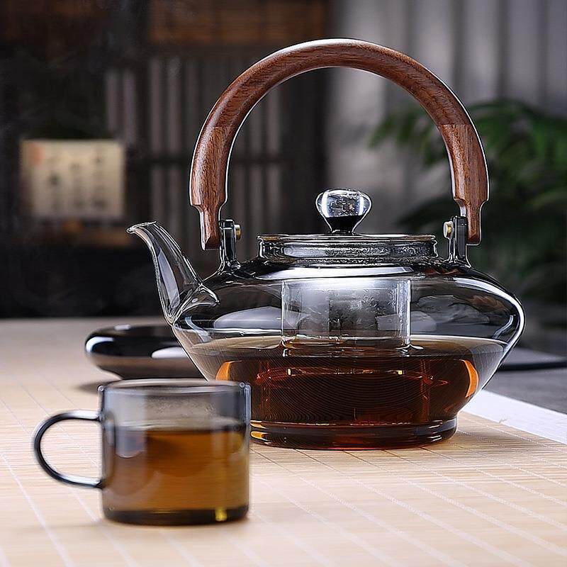 轻奢耐热加厚玻璃茶壶四代喷淋式家用提梁茶壶电陶炉蒸煮两用茶壶