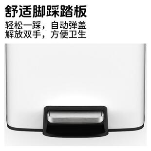 12带L不锈钢桶家用脚踏式方形客厅家用厨房卫平盖不锈生垃间盖垃