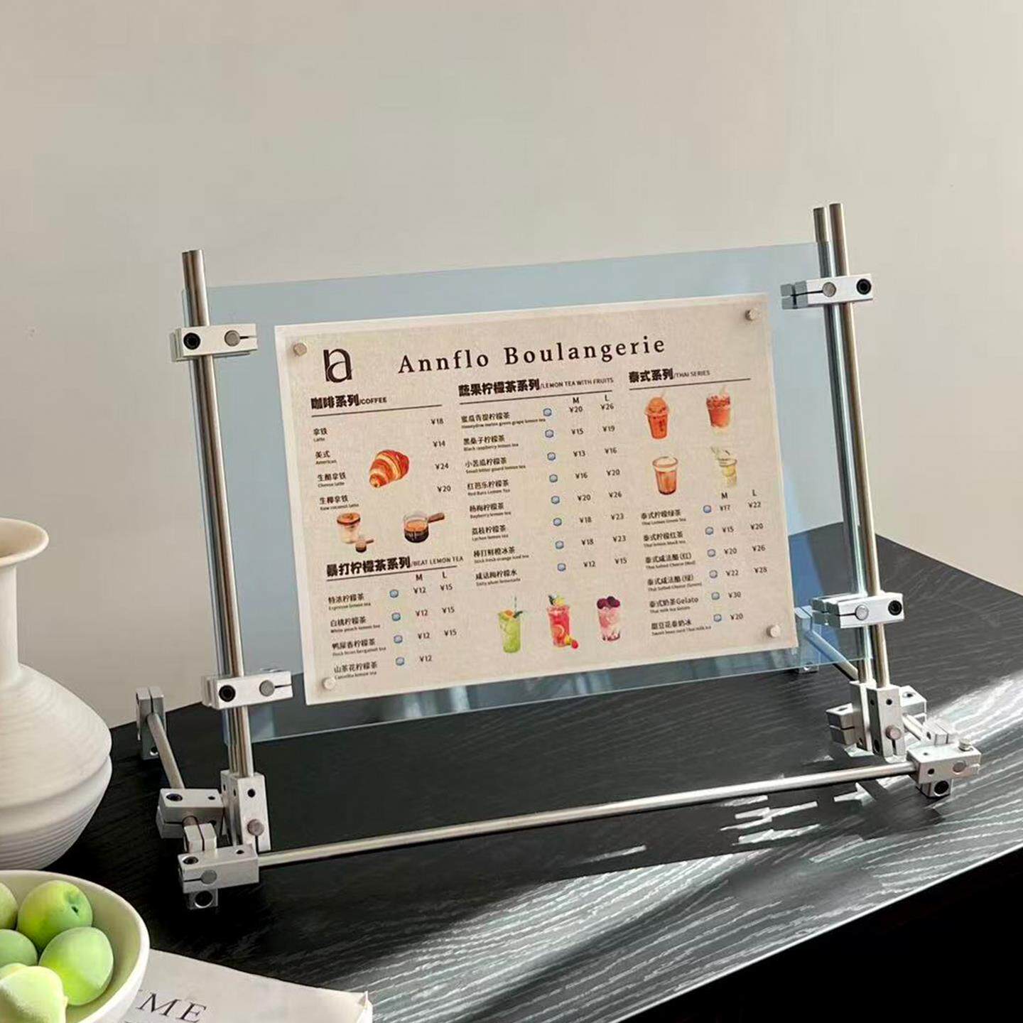 压克力展示架桌面菜单牌立式可调节支架饭厅咖啡饮品商用展示框