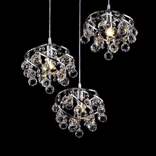 创意三头餐厅灯led水晶吊灯现代简约吧台饭厅楼梯餐吊灯饰