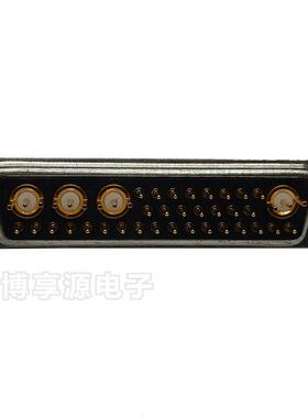 混装D-SUB射频同轴36W4直插式母头连接器带鱼叉铆锁32+4芯母座