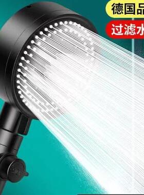 新款直销五档多功能大出水喷雾增压淋浴手持式花洒喷头磨砂黑色莲