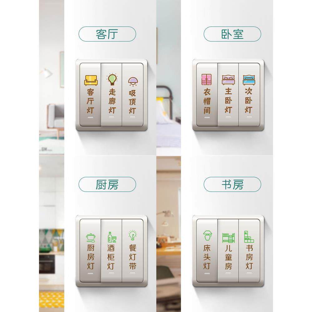 电源开关客厅提示贴卡通可爱开关按钮贴纸贴画家里自粘贴纸标志贴