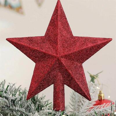 1pc Christmas tree top glitter five pointed star decoration