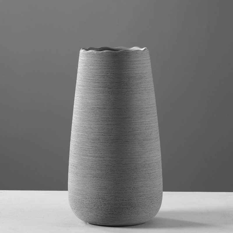 现代拉丝摆件桌面软家居装饰品创意干花客厅北欧花瓶插花陶瓷简约