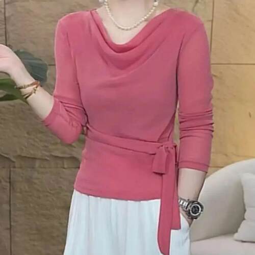 Tie up base shirt, pile up collar, tie up black base