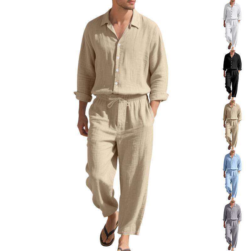 Four season linen men's beach sunscreen long sleeved shirt