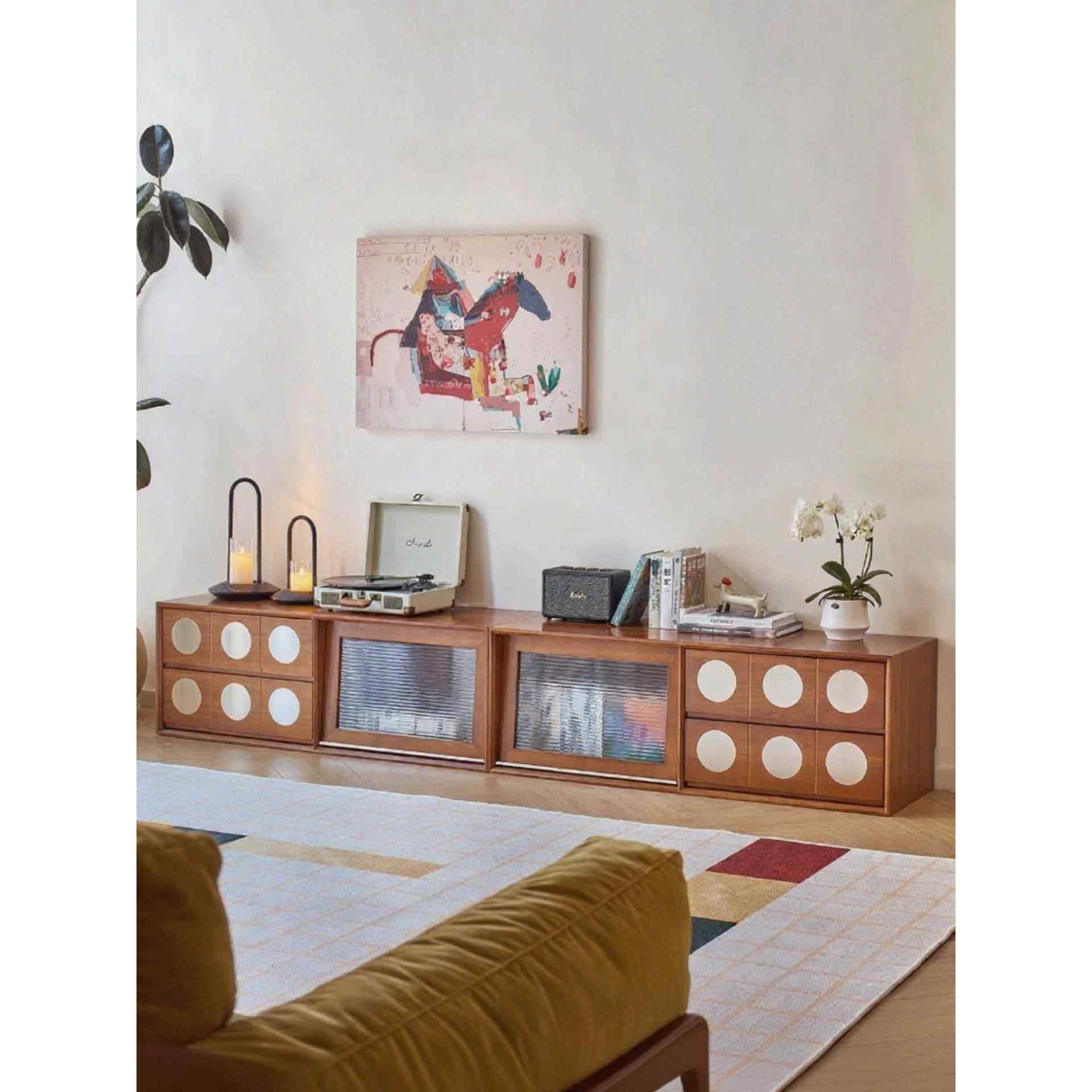 中世纪实木电视柜客厅自由组合书柜展示柜覆古餐具柜落地式储物柜,住宅家具,电视柜,淘宝优惠券,粉丝福利购,淘宝优惠卷