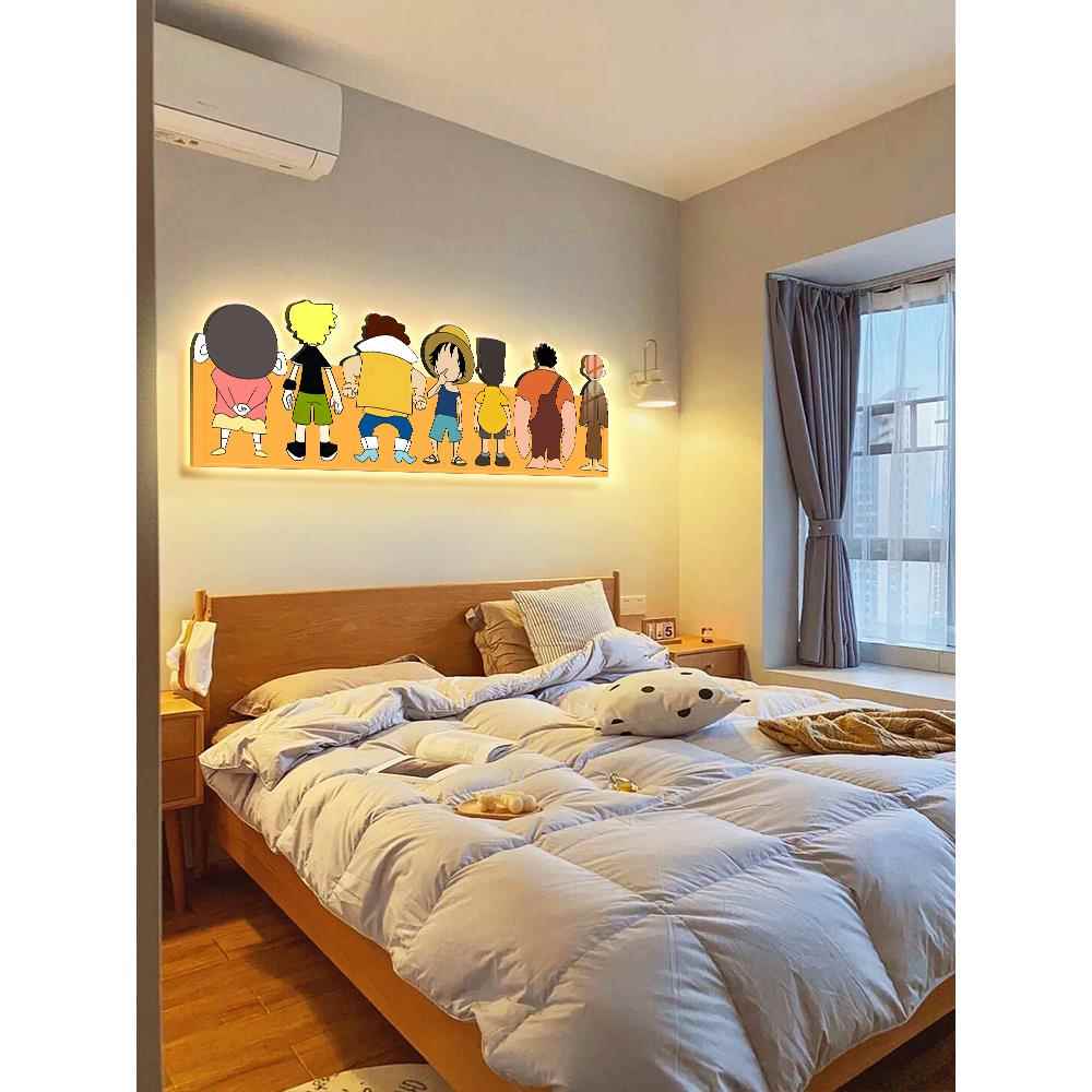 儿童房卧室装画男孩壁女孩床头背e景墙挂画卡通饰动漫ldLED-KTWS
