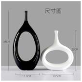 批发创意陶瓷家居装 摆件工艺品客厅酒柜玄关抽象椭圆花瓶摆 饰个性