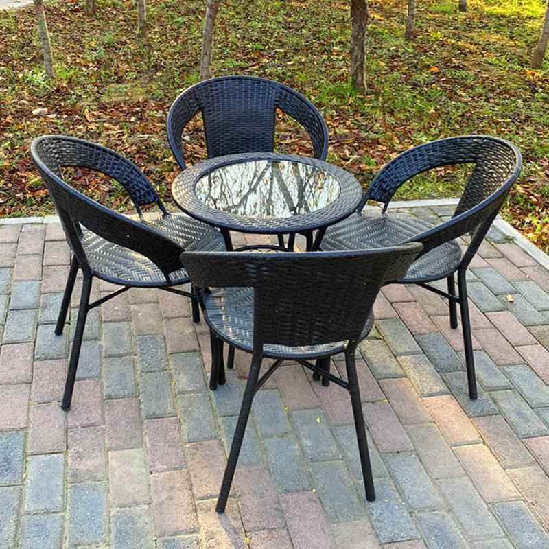 闲藤条藤编单把休椅人子背成藤椅小盆椅三件套阳台靠椅户外家用小