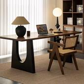 北欧覆古实木餐桌极简原木家用书桌设计师长方形办公桌长桌工作台