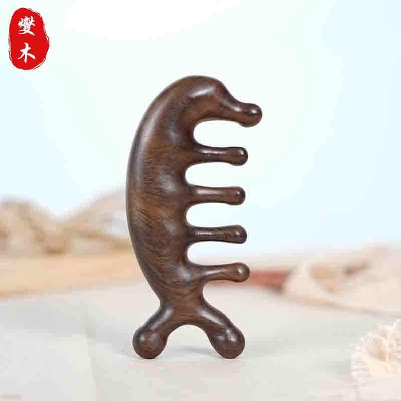 源头天然真绿檀梳子黑檀木梳檀木梳头部经络按梳