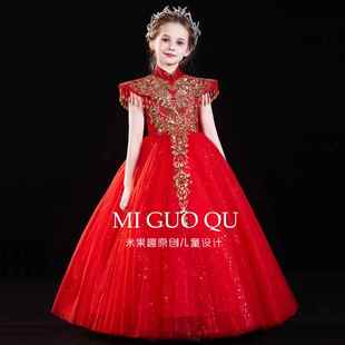 主潮全国流主持人 t台裙 新中国风 典雅短裙 高档儿童晚公装