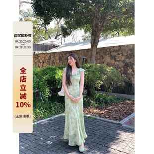 篱笆篱笆啦 甜美裙子 夏日情书 清新优雅气质连衣裙女温柔小飞袖