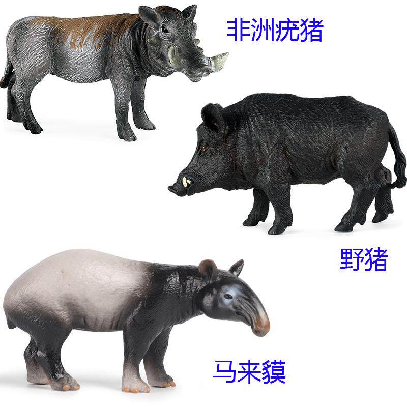 硬塑料非洲疣猪仿真模型马来貘欧亚野猪鹿豚儿童玩具沙盘小摆件