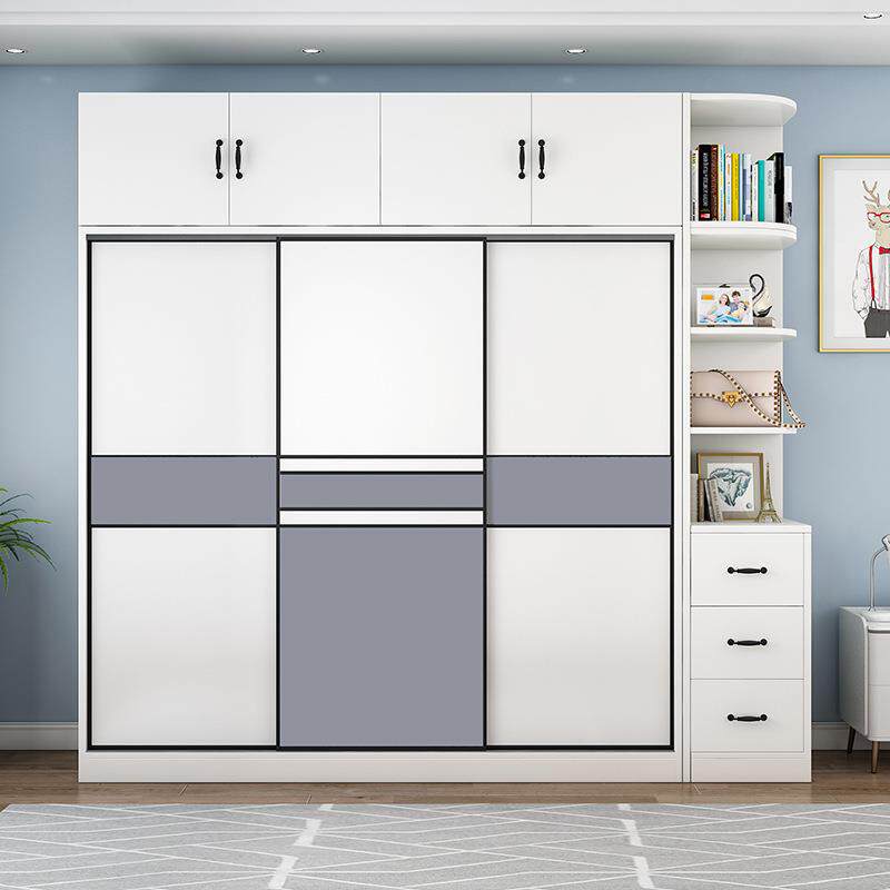 易推门衣柜家用卧拉室网柜子结实耐用红出租房屋实木质儿童USJ简