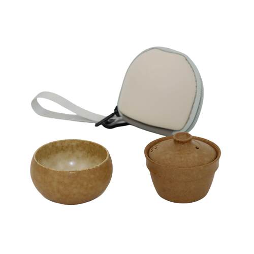 一人饮独饮快客杯旅行茶具茶水分离泡茶器户外粗陶便携套装