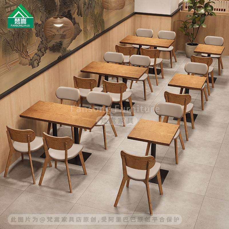 面馆米线店桌椅组合中餐厅卡座沙发日料店餐饮饭店实木餐椅商用
