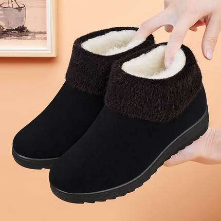 高档老棉鞋女冬加保暖防滑老北京布鞋中绒老年奶人新奶款羊毛妈妈