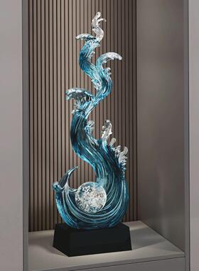 浪花风生风生水起饰新中式装入户玄关造景客档厅创意摆视件轻奢高