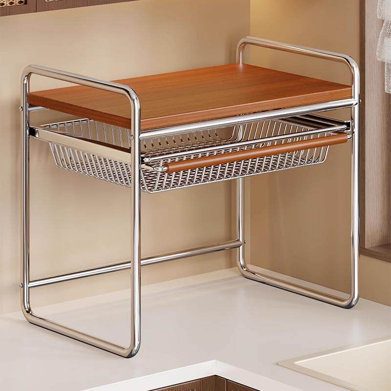 厨房置物架微波炉架子家用台面桌面双层电饭锅收纳支架利用省空间