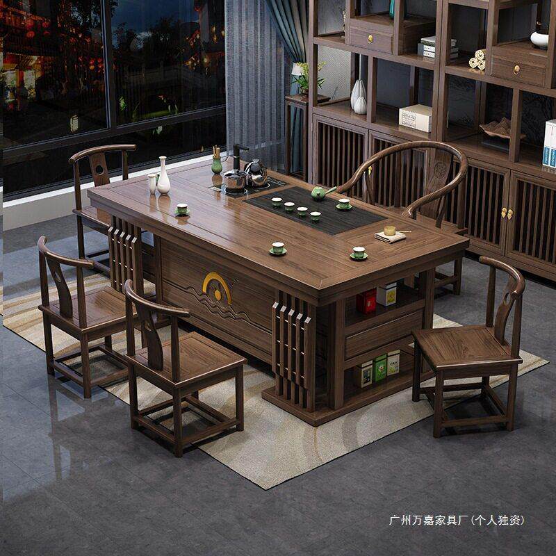 木茶桌椅组合新实中式公室几家用茶套装一803体现功茶夫泡茶具台