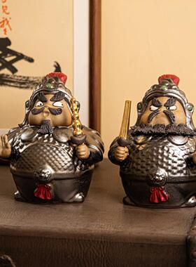 围炉高端门神摆件陶瓷神像雕塑客厅入户玄关镇宅乔迁新居开业礼物