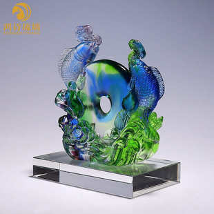 琉璃公司淄博家居饰品大气开业工艺品办公室实用摆件客厅鱼乔迁