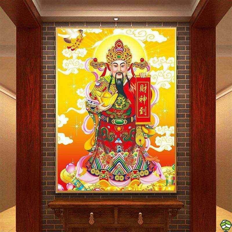 新款爷晶瓷装饰画客厅过道挂画开业镇宅春节财神中堂画现代装饰画图片
