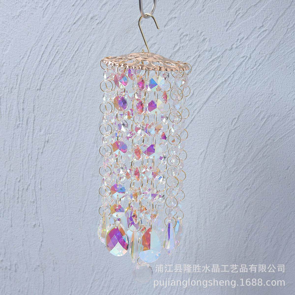 田园工艺品装饰挂链镀AB彩水晶吊坠挂坠园艺风铃系列水晶挂件